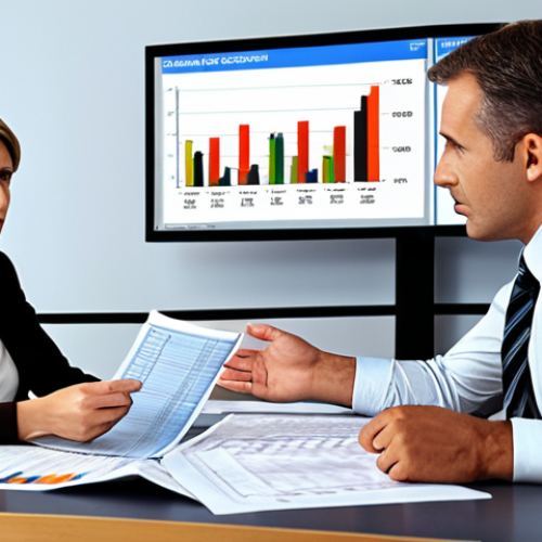 Home 11 **
A financial advisor sitting at a desk, reviewing documents with a concerned-looking couple. The advisor is gesturing towards a screen displaying a diversified investment portfolio graph, including stocks, bonds, and real estate. In the background, subtle icons represent various financial risks (interest rate changes, inflation, market volatility). The overall tone should be reassuring and professional, highlighting the importance of risk analysis and diversification in financial planning for German families. Use realistic rendering, focus on the German context (e.g., clothing style, office setting).
**