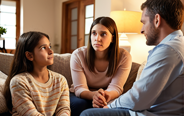 **A friendly financial advisor attentively listening to a young couple in their cozy living room. The advisor is nodding empathetically as the couple discusses their dreams for their children's education. Soft, warm lighting to convey trust and understanding.** (Focus: Active listening, empathy, family dreams)