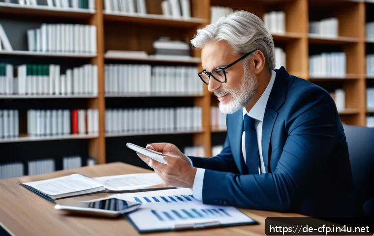 CFP 자격증의 필요성 - A professional financial advisor in a modern German office environment, wearing business casual atti...